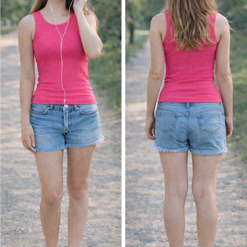Antropologie LyreBird Open-Stitch Shimmer Tank Top- Hot Pink  XXS/XS